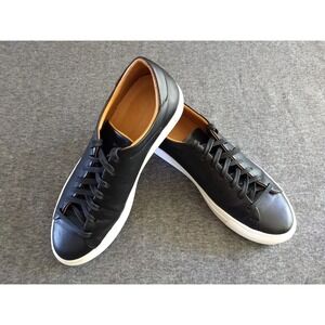 Beckett Simonon Reid Black Leather Sneakers White Outsole Mens 8 Lace Up‎ Shoes